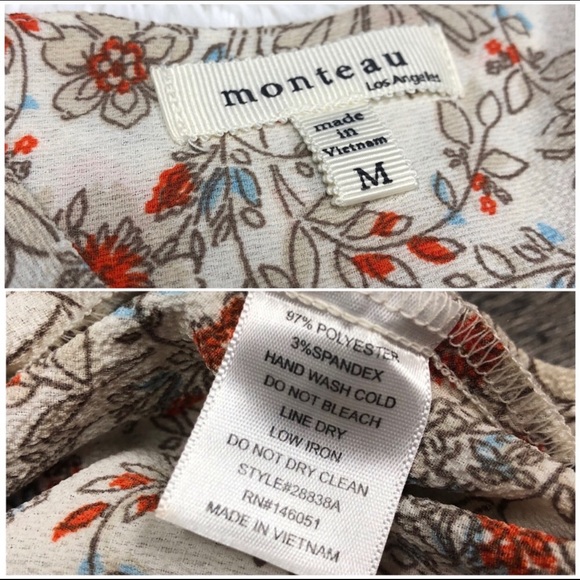 Monteau floral flowy short sleeve vneck shirt - Picture 4 of 8